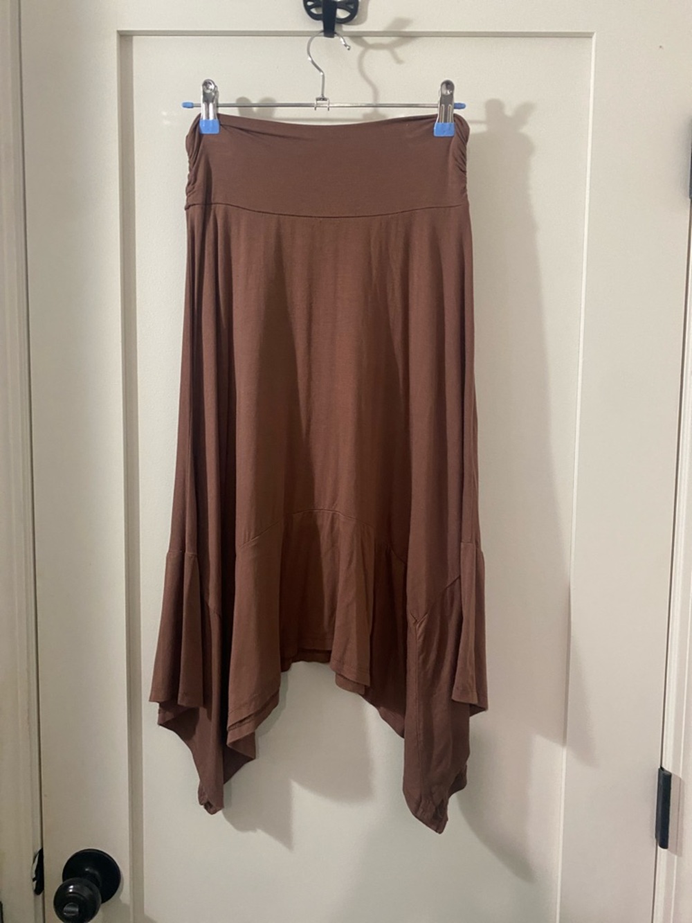 Heart Hips Brown Asymmetrical Handkerchief Hem Skirt